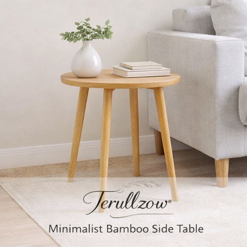 Terullzow™ Minimalist Bamboo Side Table, Modern homes, small apartments, or eco-conscious individuals